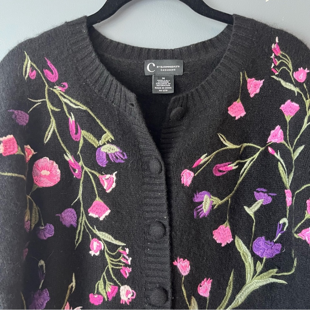 C By Bloomingdale’s Cashmere Garden Floral Cardigan - Picture 4 of 8